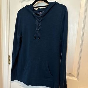 Women Chaps Long Sleeve Winter Soft Cotton Hoodie in Navy Size Medium Slim Fit